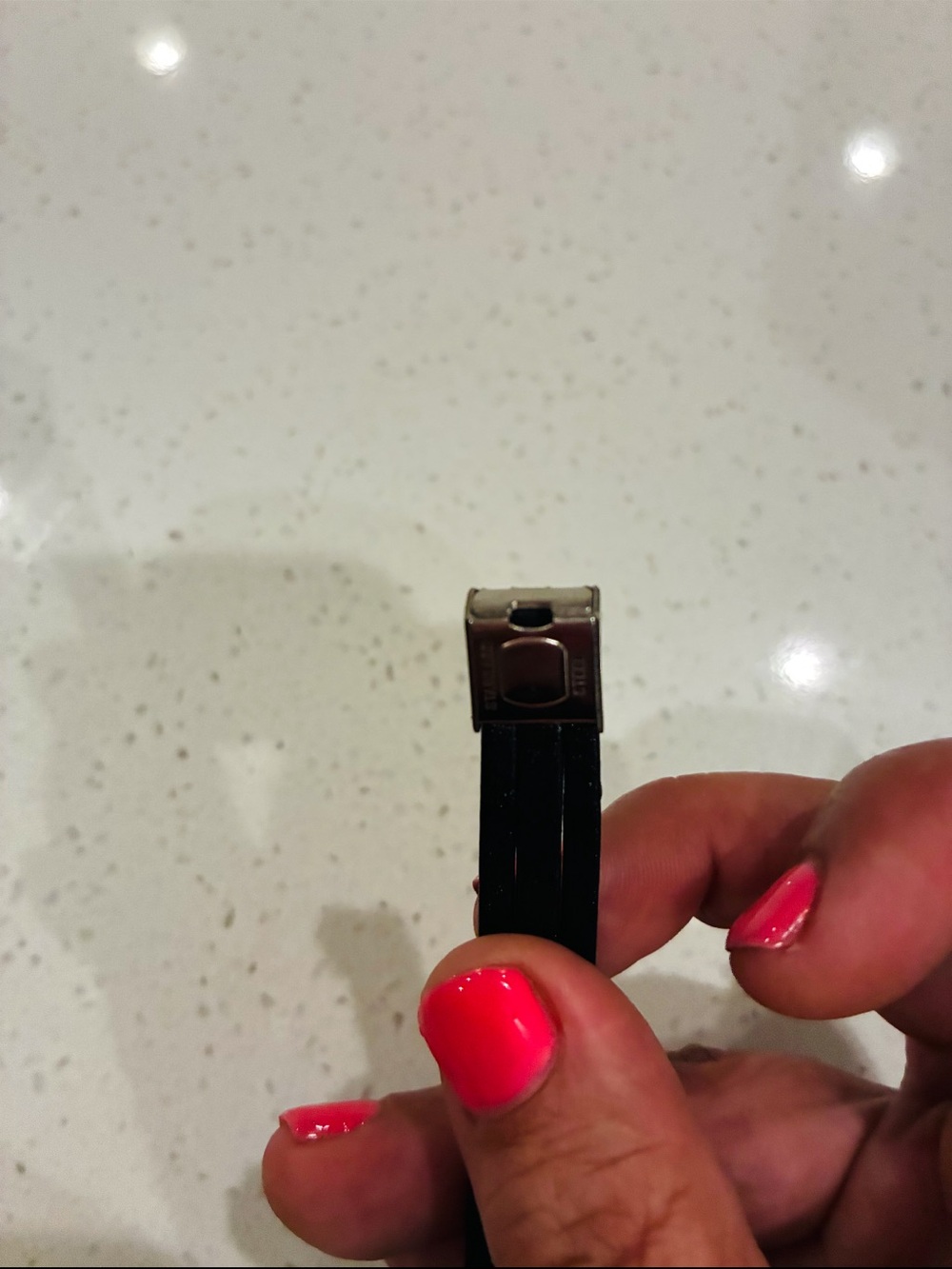 Black Leather Smart Bracelet with Silver Accent - Picture 3 of 5
